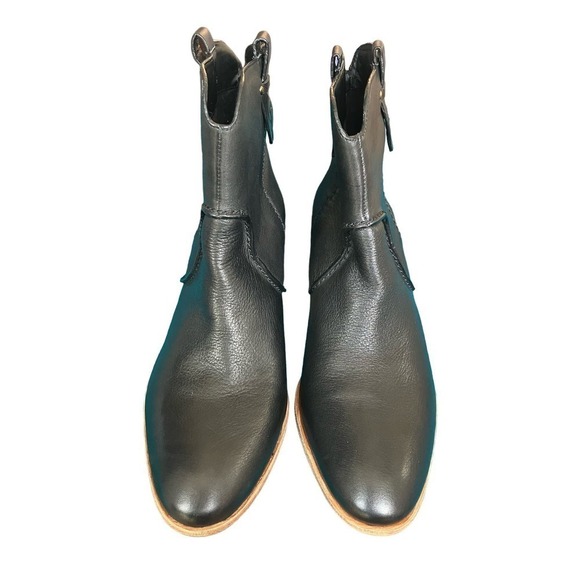 NWOT Bass & Co Sophia Black Leather Pull On Heeled Booties Size Women's 9.5 - Picture 3 of 10